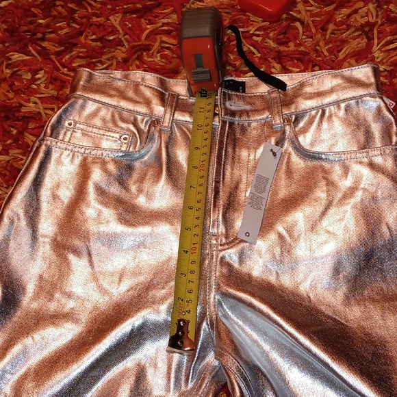 ASOS DESIGN Tall 90's Straight Jean in Metallic Silver - Picture 9 of 11